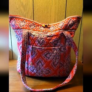 Vera Bradley Frankly Scarlet Vera Tote Shoulder Bag Excellent Red Retired Rare